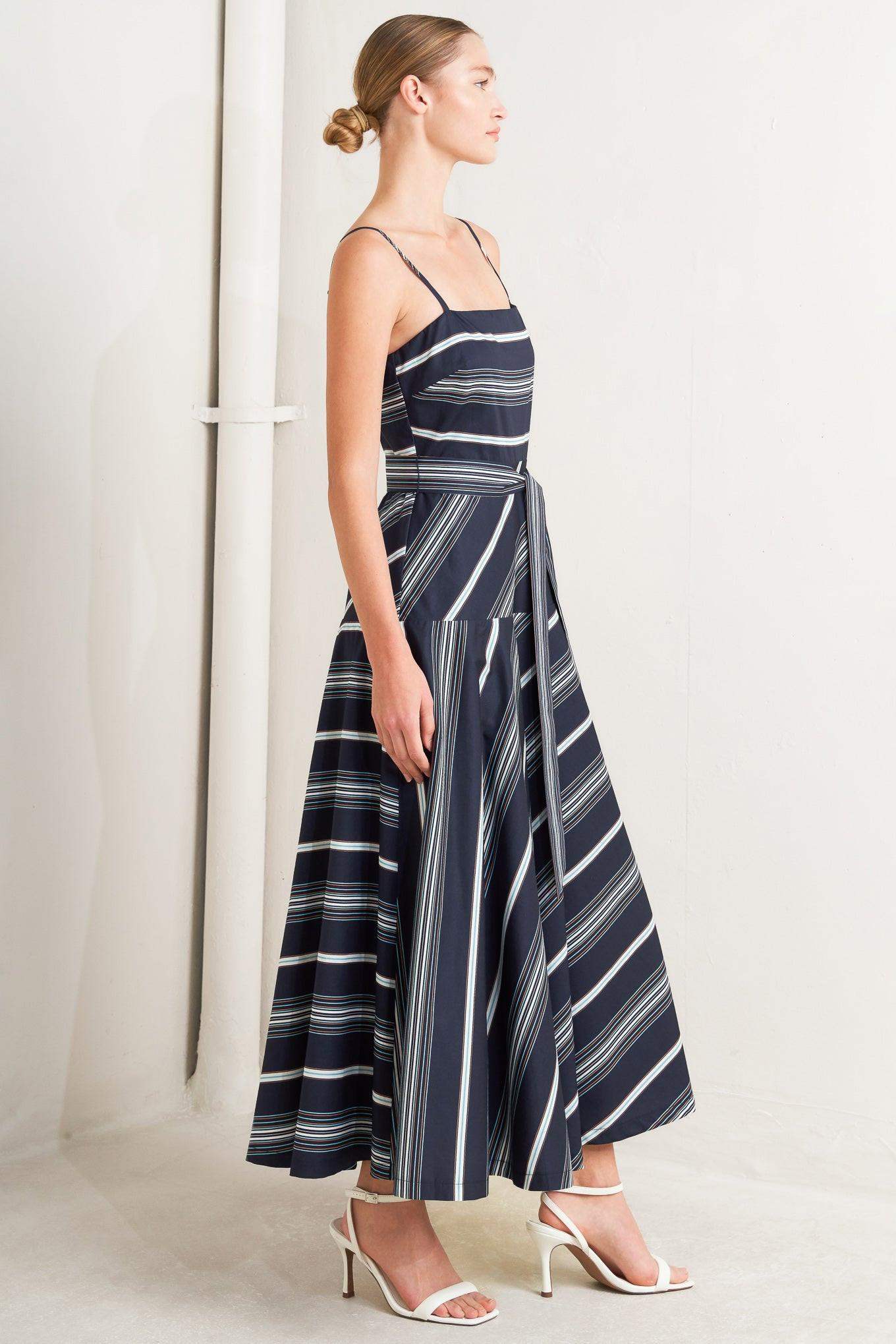 SWEET ESCAPE STRIPE WOVEN MIDI DRESS - Flying Tomato - Flyclothing LLC