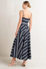 SWEET ESCAPE STRIPE WOVEN MIDI DRESS - Flying Tomato - Flyclothing LLC
