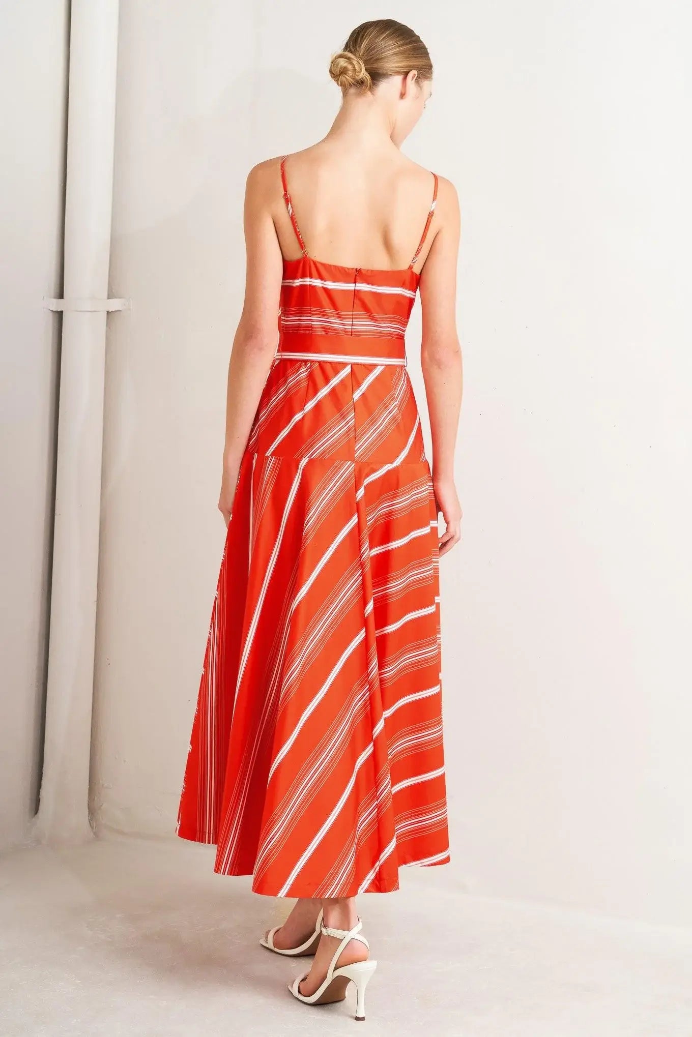 SWEET ESCAPE STRIPE WOVEN MIDI DRESS - Flying Tomato - Flyclothing LLC