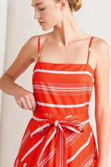SWEET ESCAPE STRIPE WOVEN MIDI DRESS - Flying Tomato - Flyclothing LLC