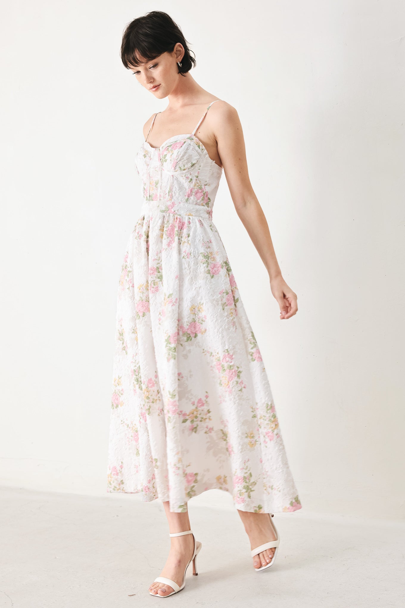 PASTEL ROMANCE WOVEN MIDI DRESS - Flying Tomato - Flyclothing LLC
