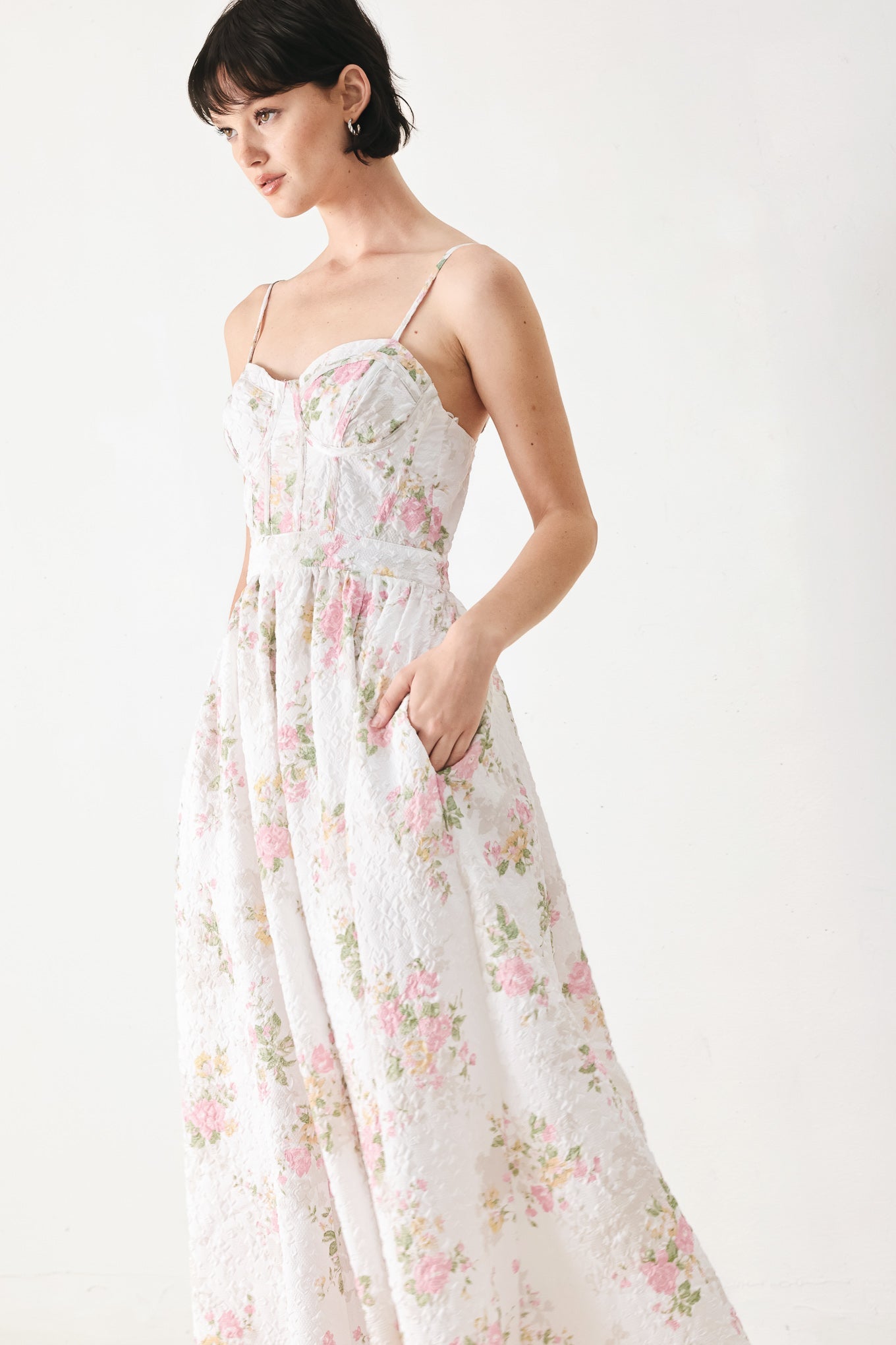 PASTEL ROMANCE WOVEN MIDI DRESS - Flying Tomato - Flyclothing LLC