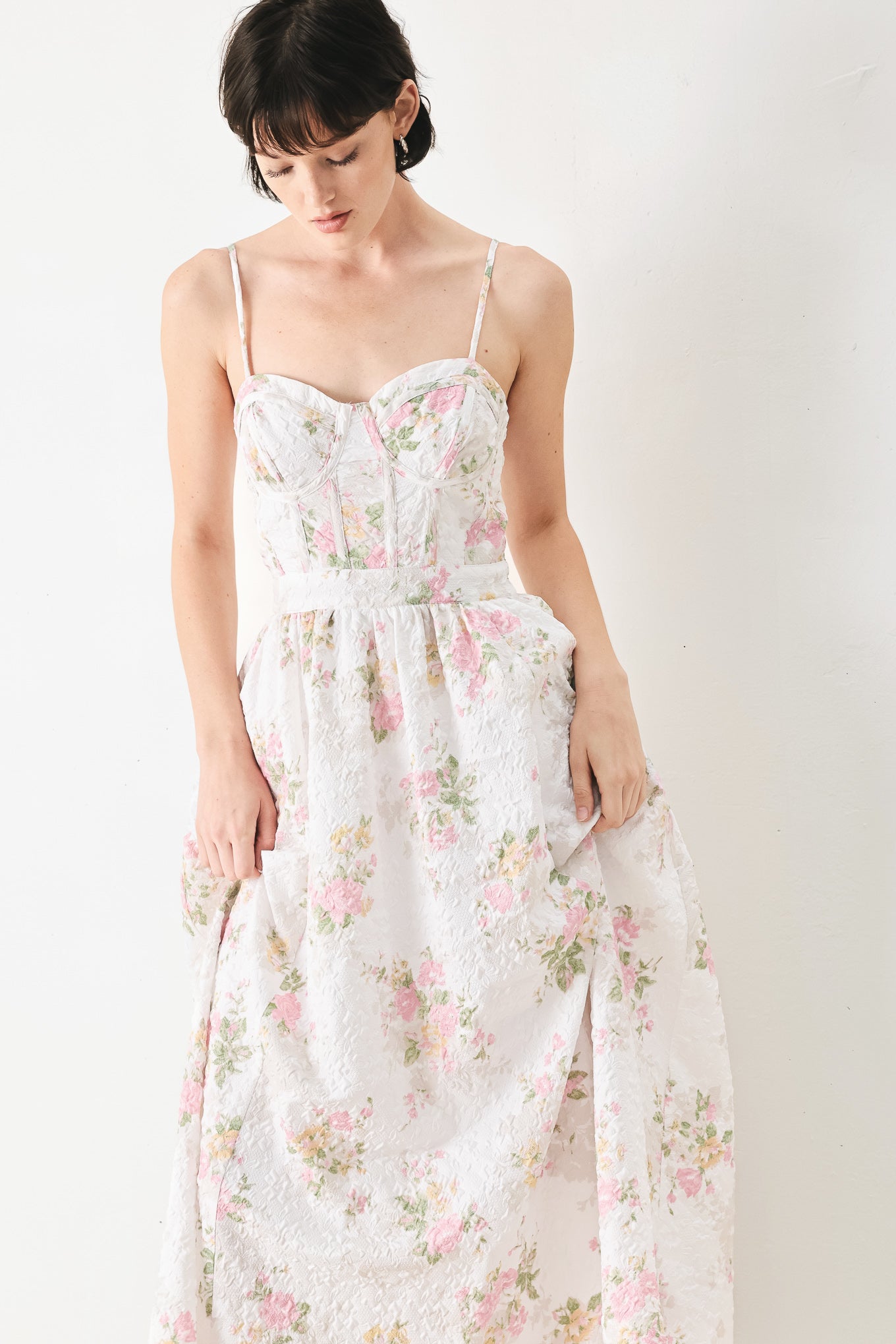 PASTEL ROMANCE WOVEN MIDI DRESS - Flying Tomato - Flyclothing LLC
