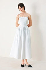 PURE ELEGANCE WOVEN MIDI DRESS - Flying Tomato - Flyclothing LLC