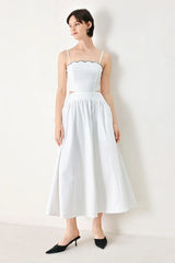 PURE ELEGANCE WOVEN MIDI DRESS - Flying Tomato - Flyclothing LLC
