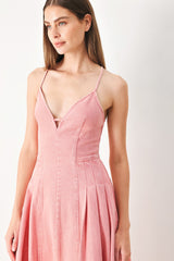 PINK HAZE WOVEN TWILL MIDI DRESS