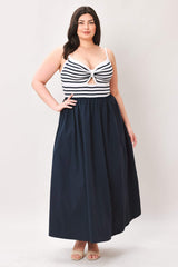 PARIS STRIPE CUTOUT MIDI DRESS - Flying Tomato - Flyclothing LLC