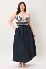 PARIS STRIPE CUTOUT MIDI DRESS - Flying Tomato - Flyclothing LLC