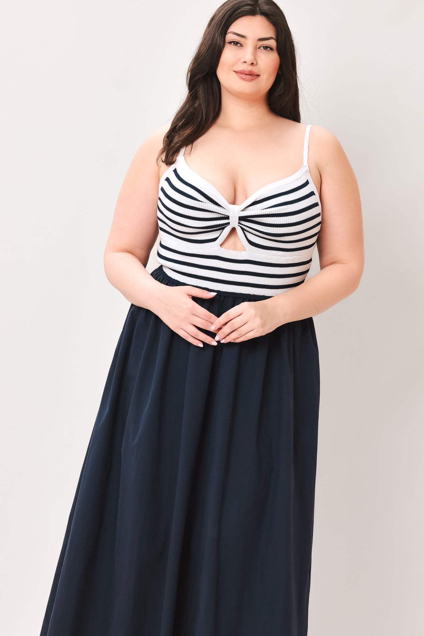 PARIS STRIPE CUTOUT MIDI DRESS - Flying Tomato - Flyclothing LLC