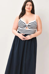 PARIS STRIPE CUTOUT MIDI DRESS - Flying Tomato - Flyclothing LLC