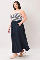 PARIS STRIPE CUTOUT MIDI DRESS - Flying Tomato - Flyclothing LLC