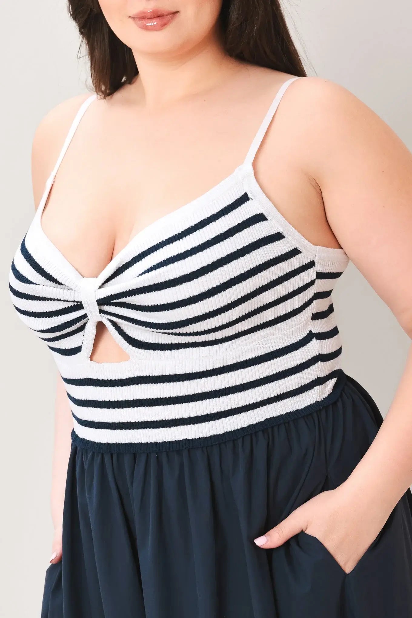 PARIS STRIPE CUTOUT MIDI DRESS - Flying Tomato - Flyclothing LLC