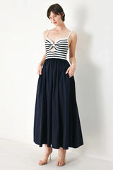 PARIS STRIPE CUTOUT MIDI DRESS - Flying Tomato - Flyclothing LLC