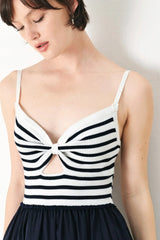 PARIS STRIPE CUTOUT MIDI DRESS - Flying Tomato - Flyclothing LLC