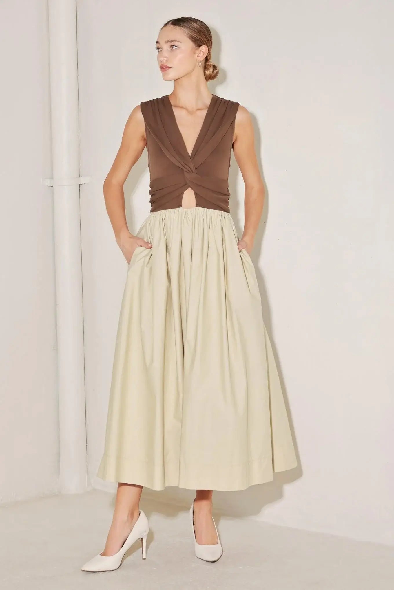 ANGEL VEIL SOLID MIDI DRESS - Flying Tomato - Flyclothing LLC