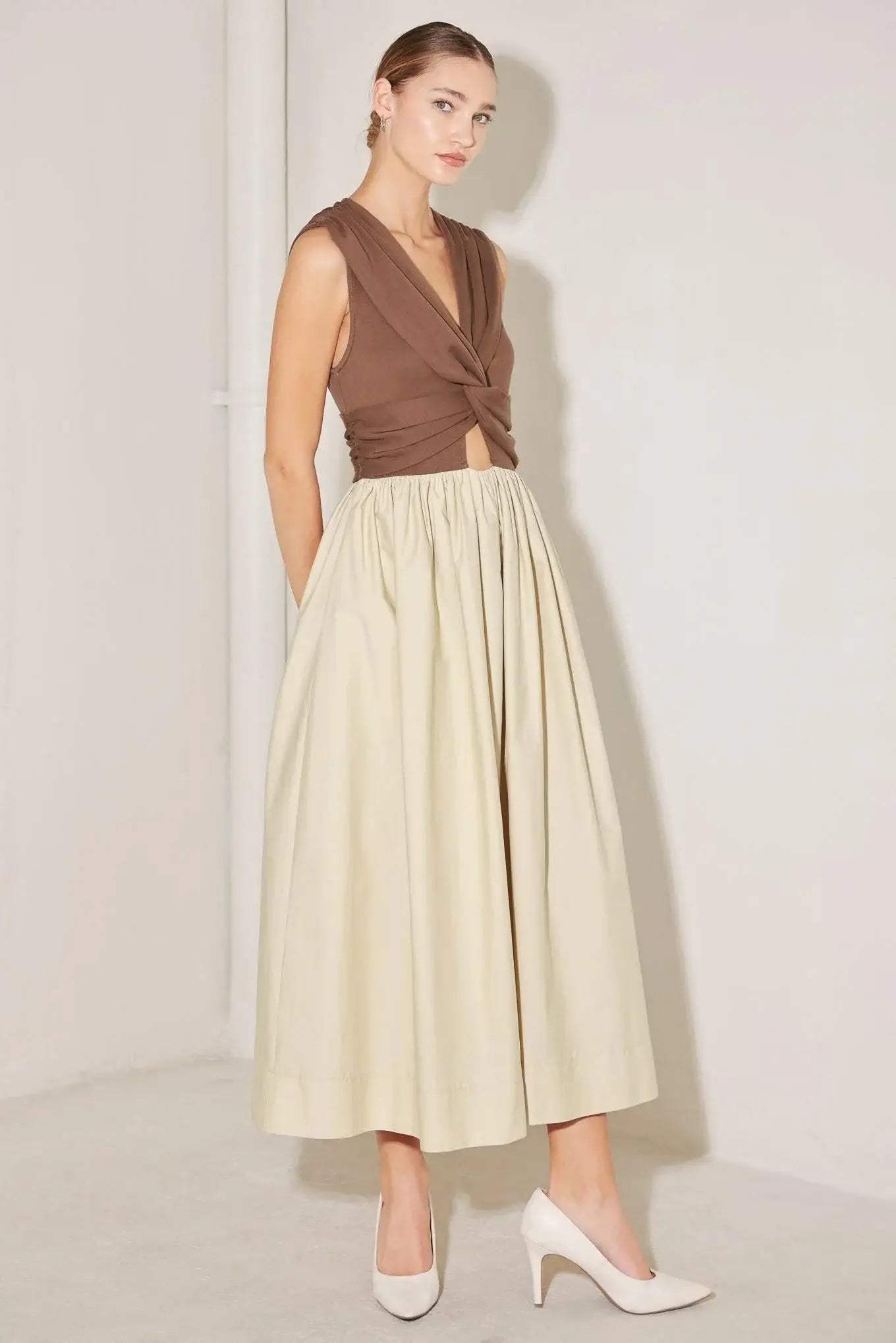 ANGEL VEIL SOLID MIDI DRESS - Flying Tomato - Flyclothing LLC
