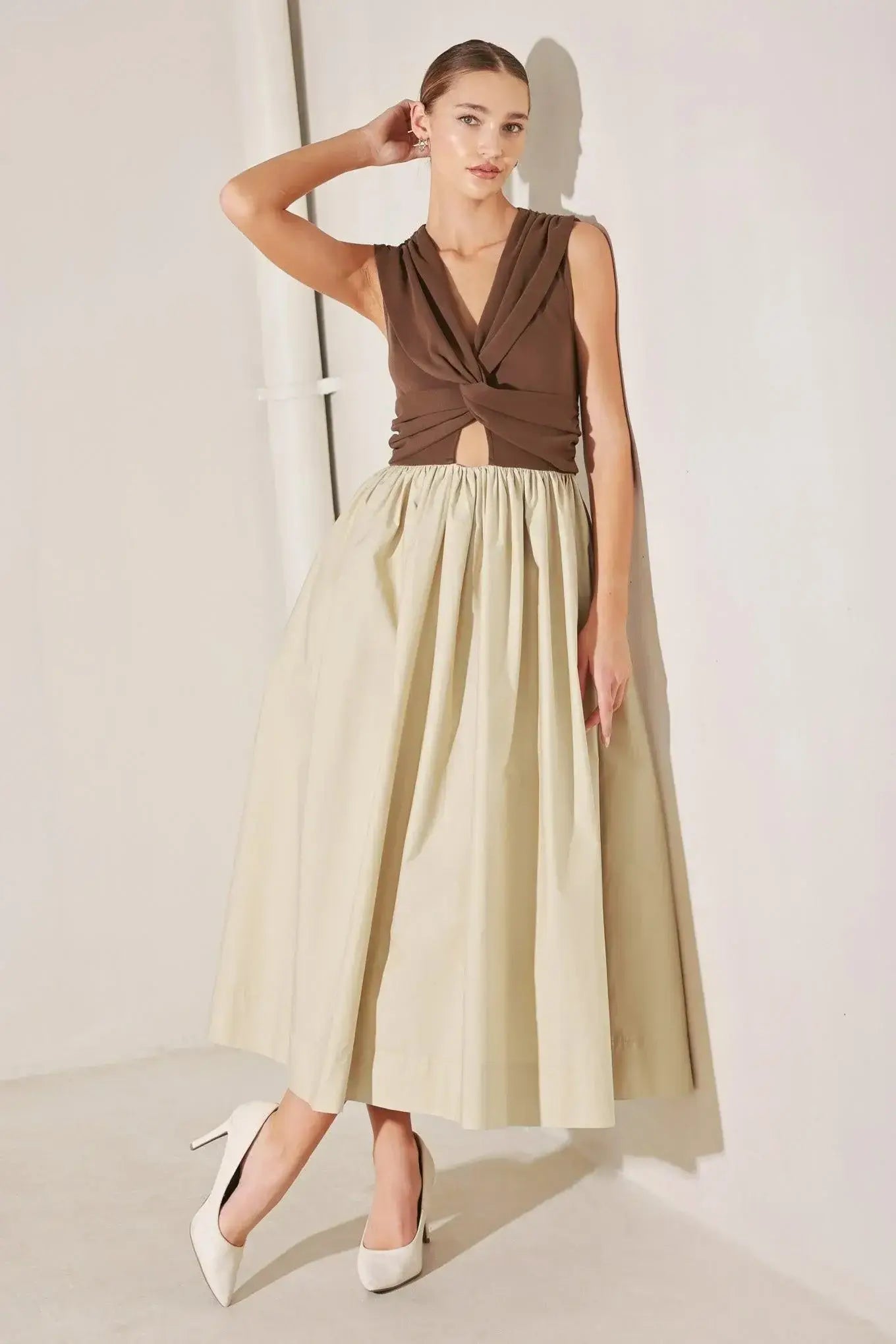 ANGEL VEIL SOLID MIDI DRESS - Flying Tomato - Flyclothing LLC