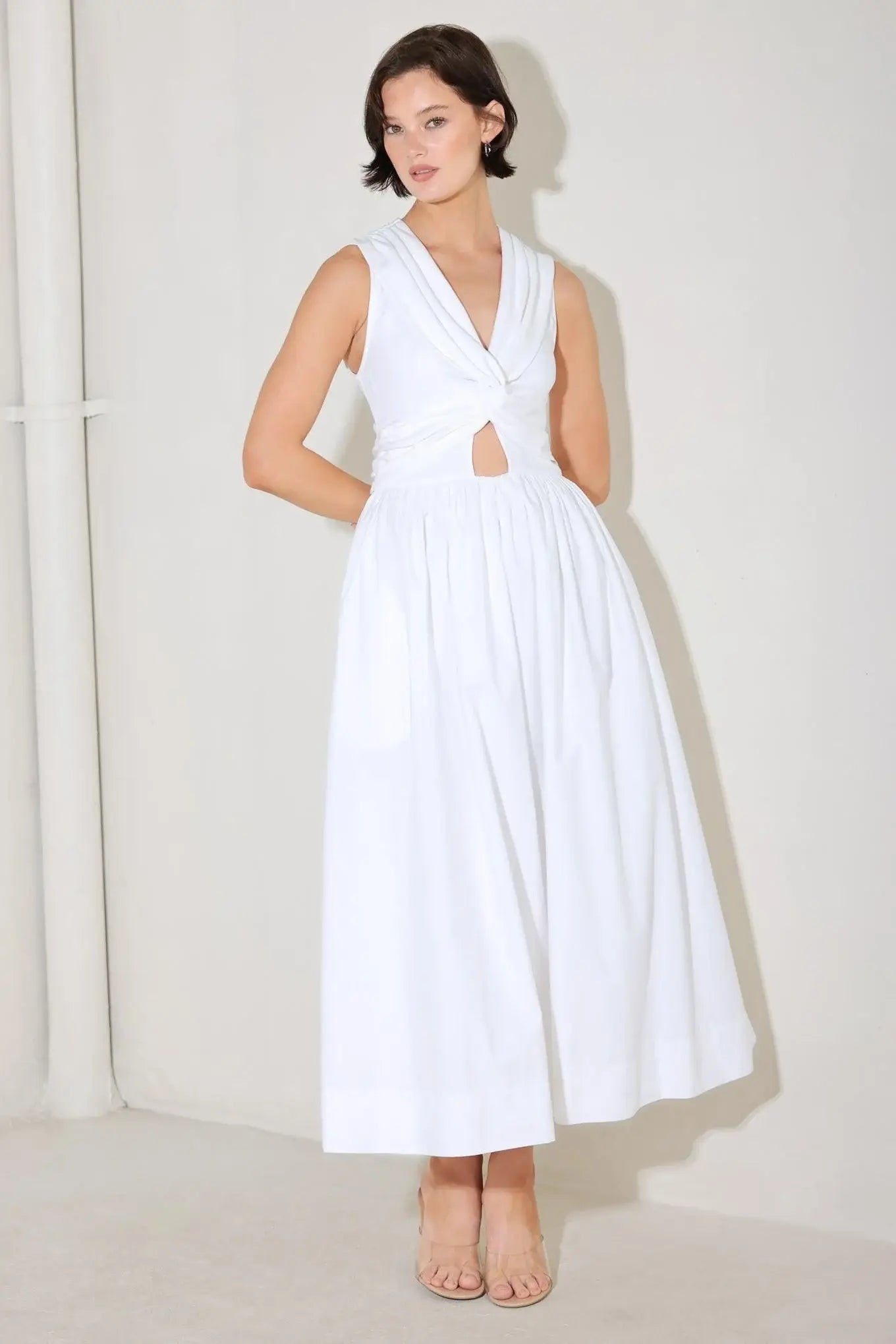 ANGEL VEIL SOLID MIDI DRESS - Flying Tomato - Flyclothing LLC