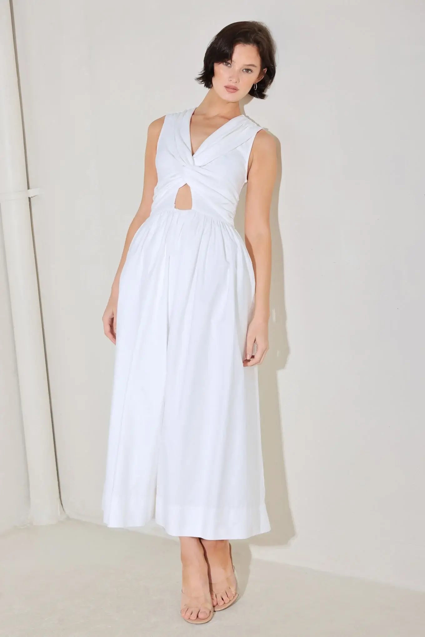 ANGEL VEIL SOLID MIDI DRESS - Flying Tomato - Flyclothing LLC
