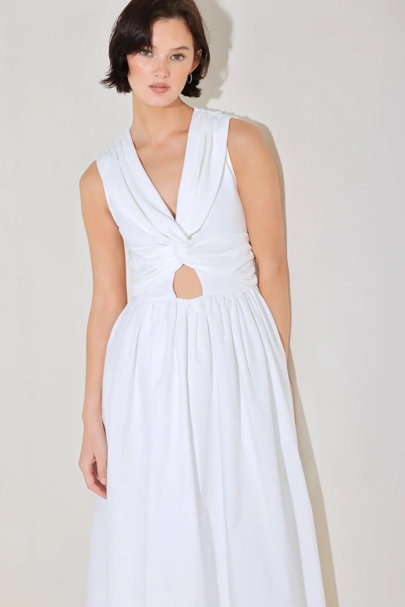 ANGEL VEIL SOLID MIDI DRESS - Flying Tomato - Flyclothing LLC