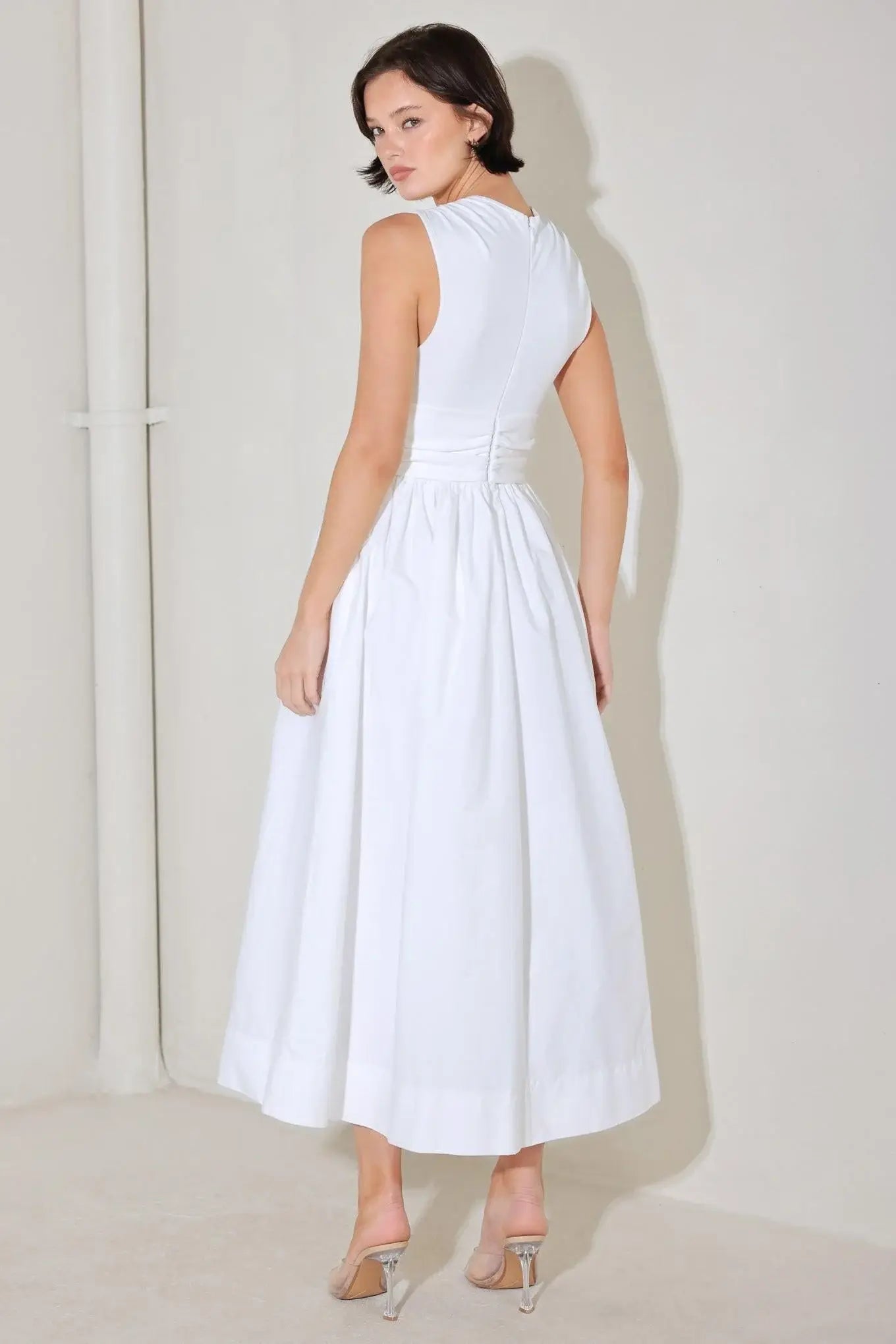 ANGEL VEIL SOLID MIDI DRESS - Flying Tomato - Flyclothing LLC