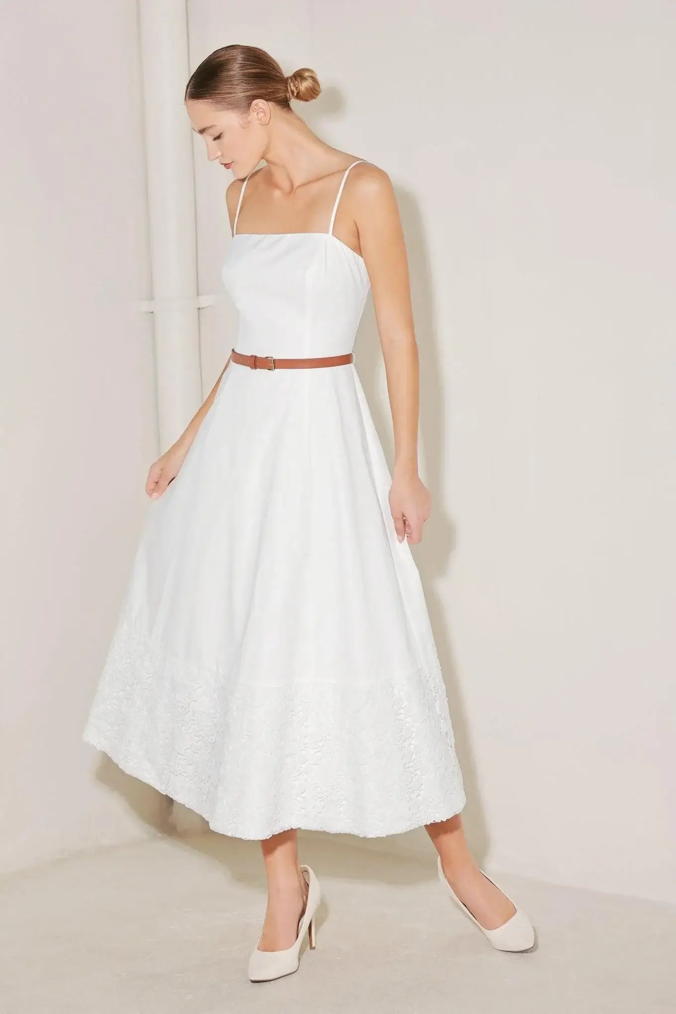 DELICATE ICON WOVEN MIDI DRESS - Flying Tomato - Flyclothing LLC