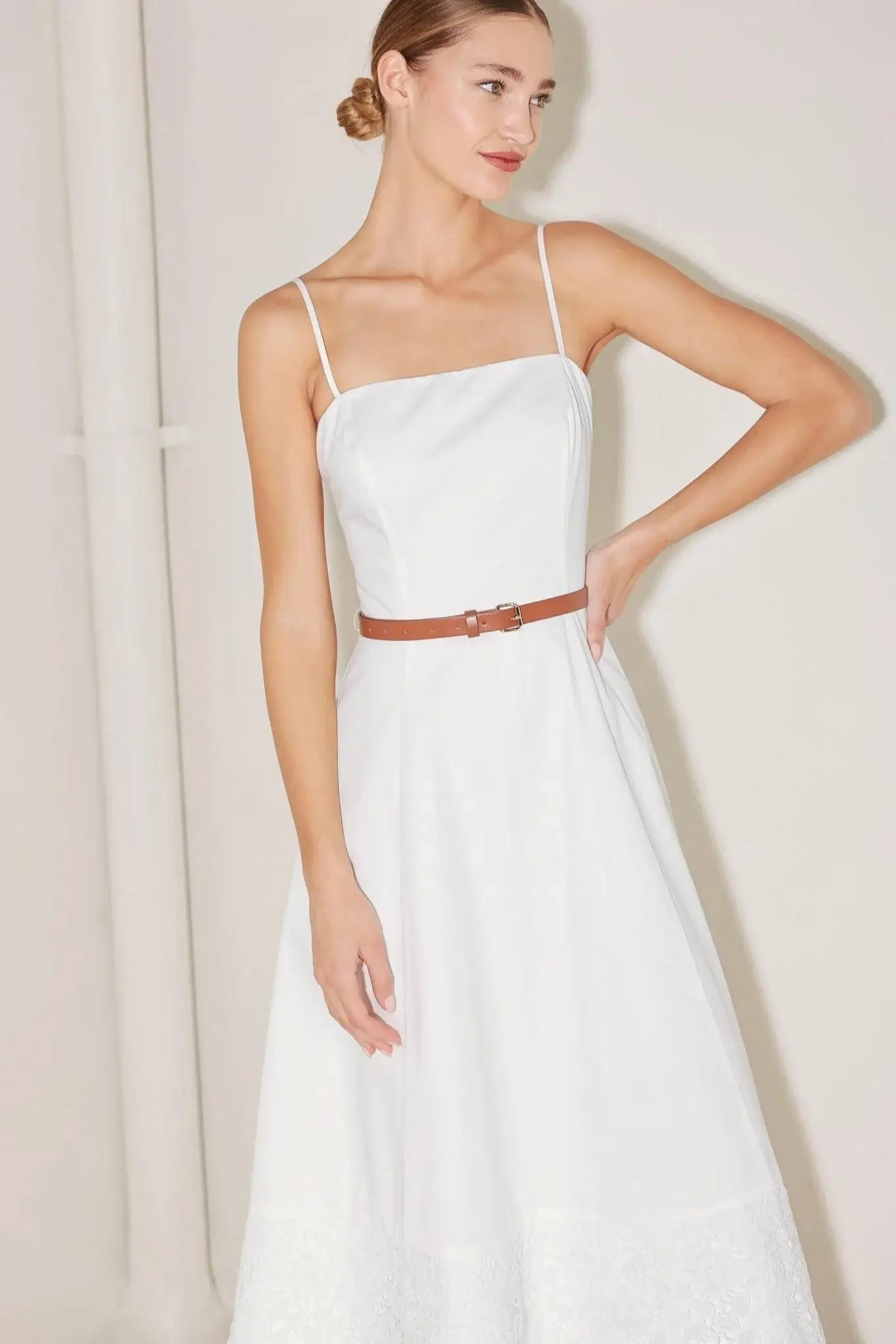 DELICATE ICON WOVEN MIDI DRESS - Flying Tomato - Flyclothing LLC
