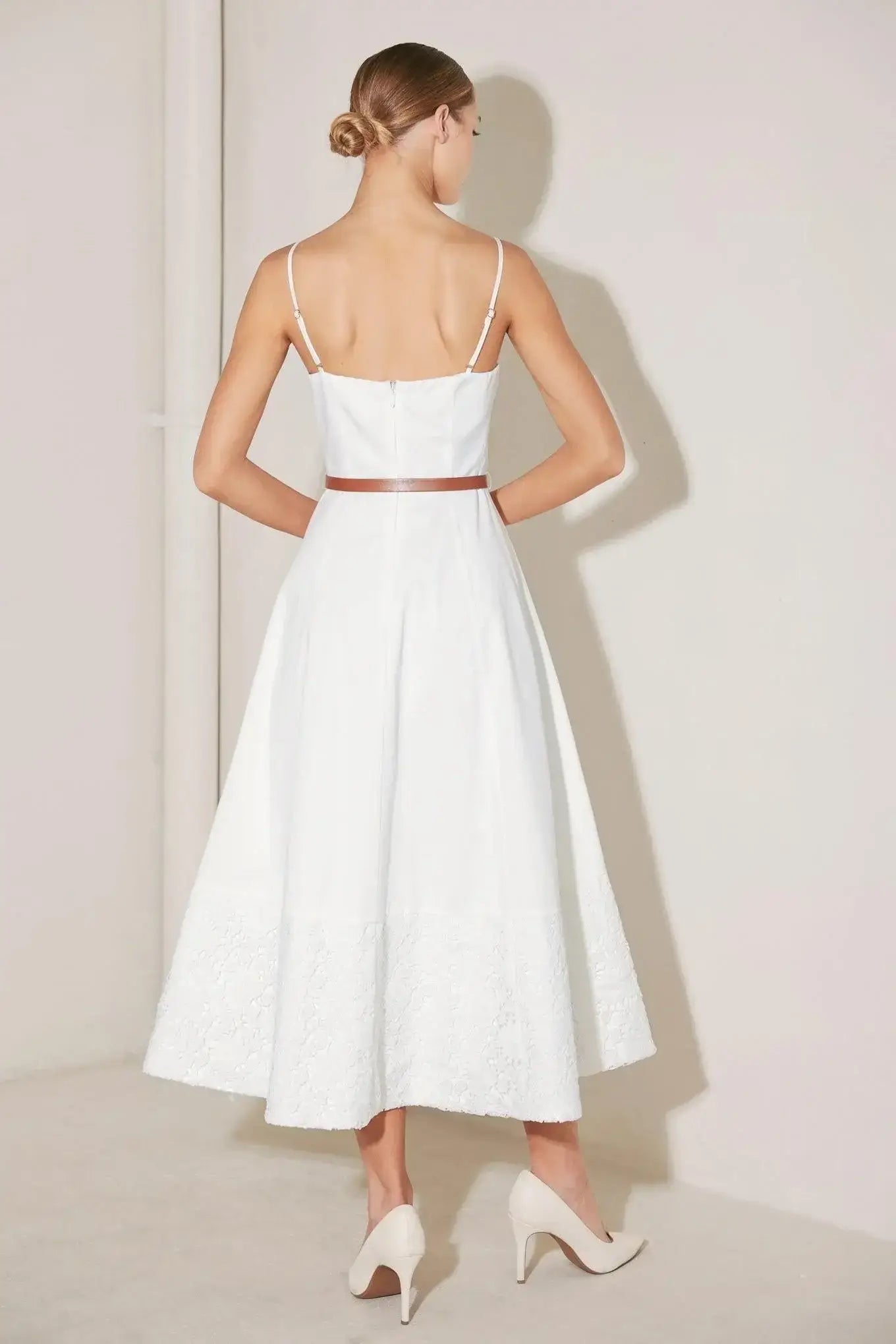DELICATE ICON WOVEN MIDI DRESS - Flying Tomato - Flyclothing LLC