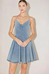 SUMMER HEARTBEAT DENIM MINI DRESS - Flying Tomato - Flyclothing LLC