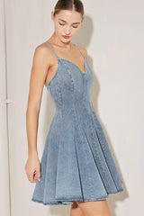 SUMMER HEARTBEAT DENIM MINI DRESS - Flying Tomato - Flyclothing LLC