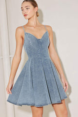 SUMMER HEARTBEAT DENIM MINI DRESS - Flying Tomato - Flyclothing LLC