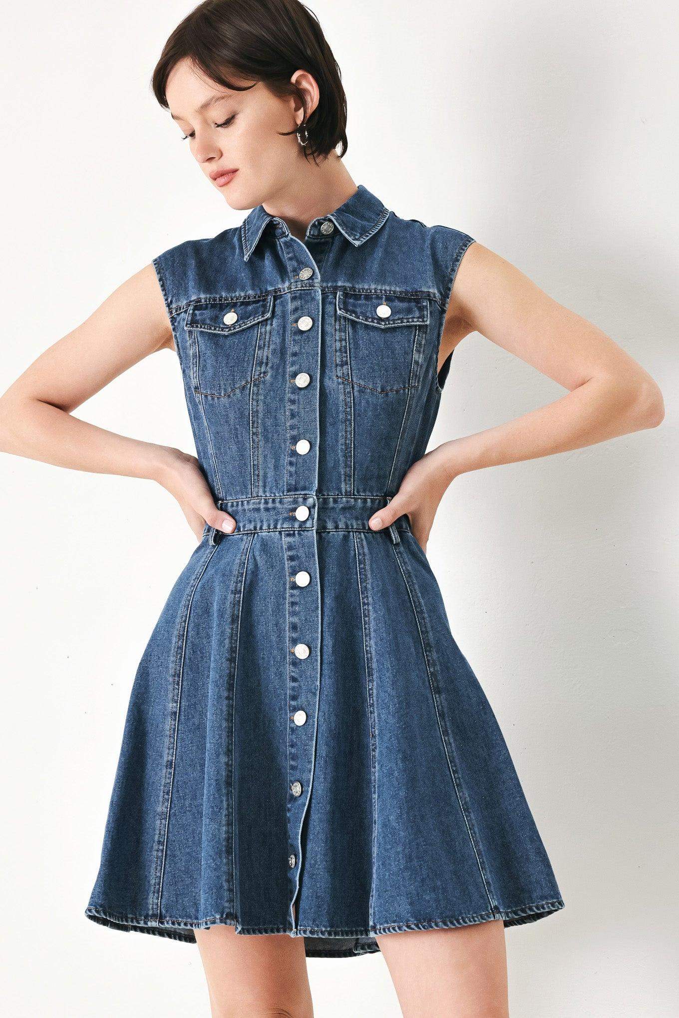 CASUAL GLAM DENIM MINI DRESS - Flying Tomato - Flyclothing LLC