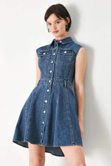 CASUAL GLAM DENIM MINI DRESS - Flying Tomato - Flyclothing LLC