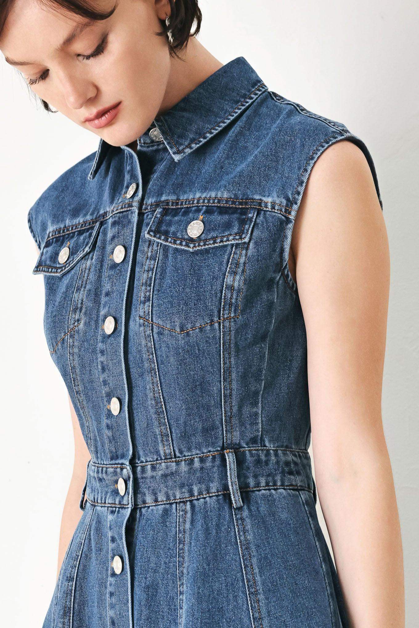 CASUAL GLAM DENIM MINI DRESS - Flying Tomato - Flyclothing LLC