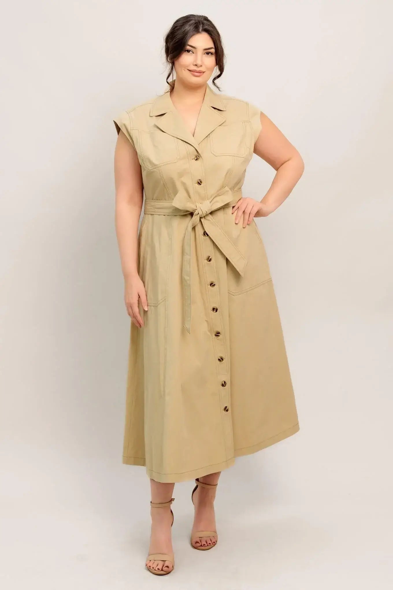 NATURAL INSTINCT WOVEN MIDI DRESS - Flying Tomato - Flyclothing LLC