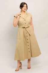 NATURAL INSTINCT WOVEN MIDI DRESS - Flying Tomato - Flyclothing LLC
