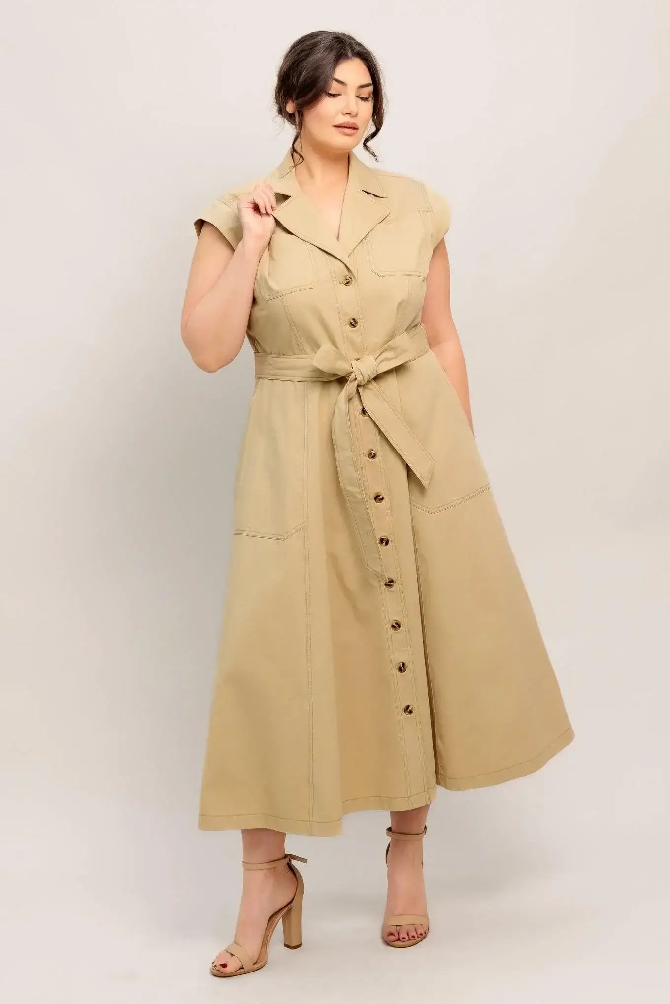 NATURAL INSTINCT WOVEN MIDI DRESS - Flying Tomato - Flyclothing LLC