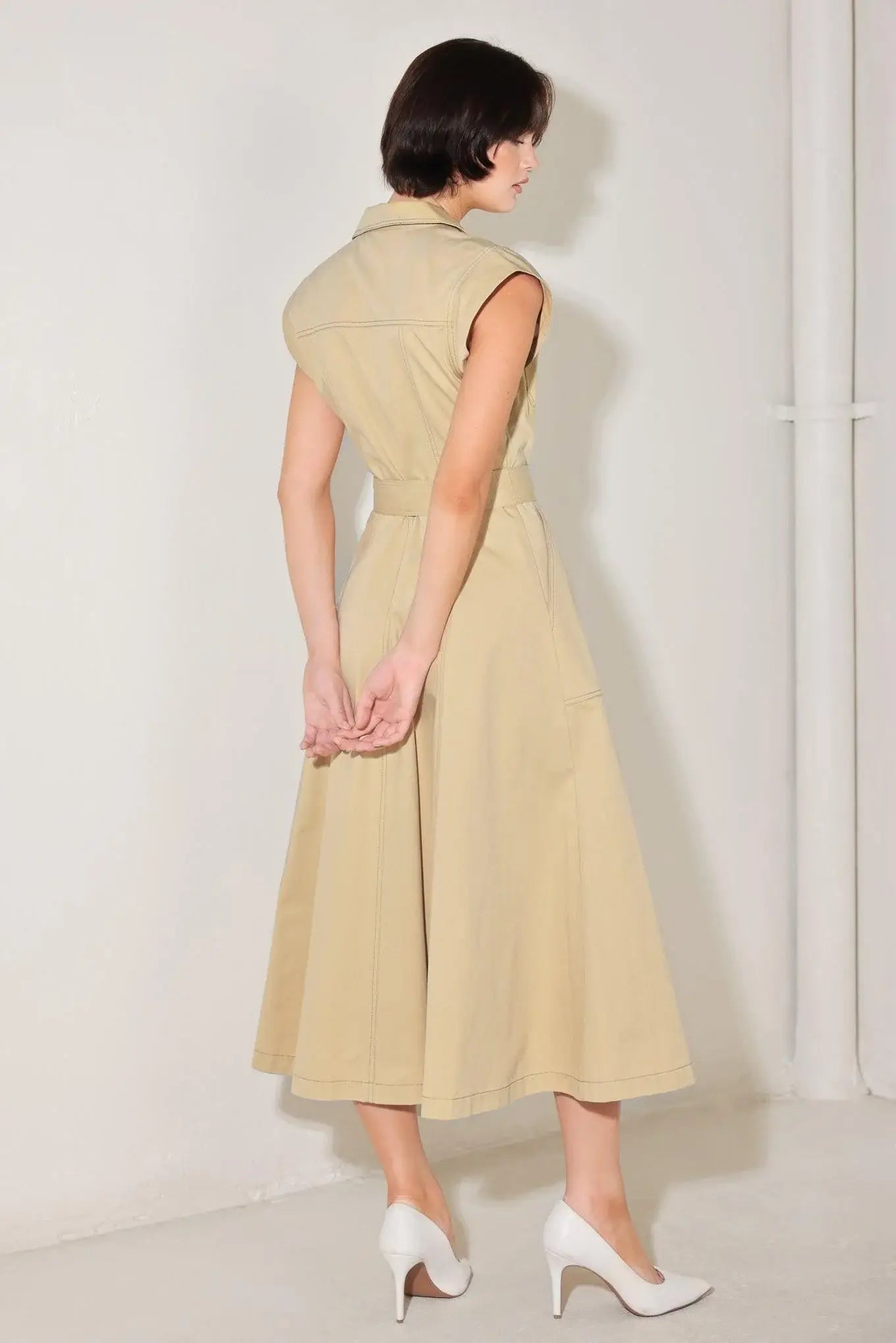 NATURAL INSTINCT WOVEN MIDI DRESS - Flying Tomato - Flyclothing LLC