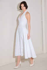 POWDER SKY HALTER WOVEN MIDI DRESS - Flying Tomato - Flyclothing LLC
