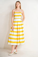 HONEY GLOW WOVEN MIDI DRESS - Flying Tomato - Flyclothing LLC