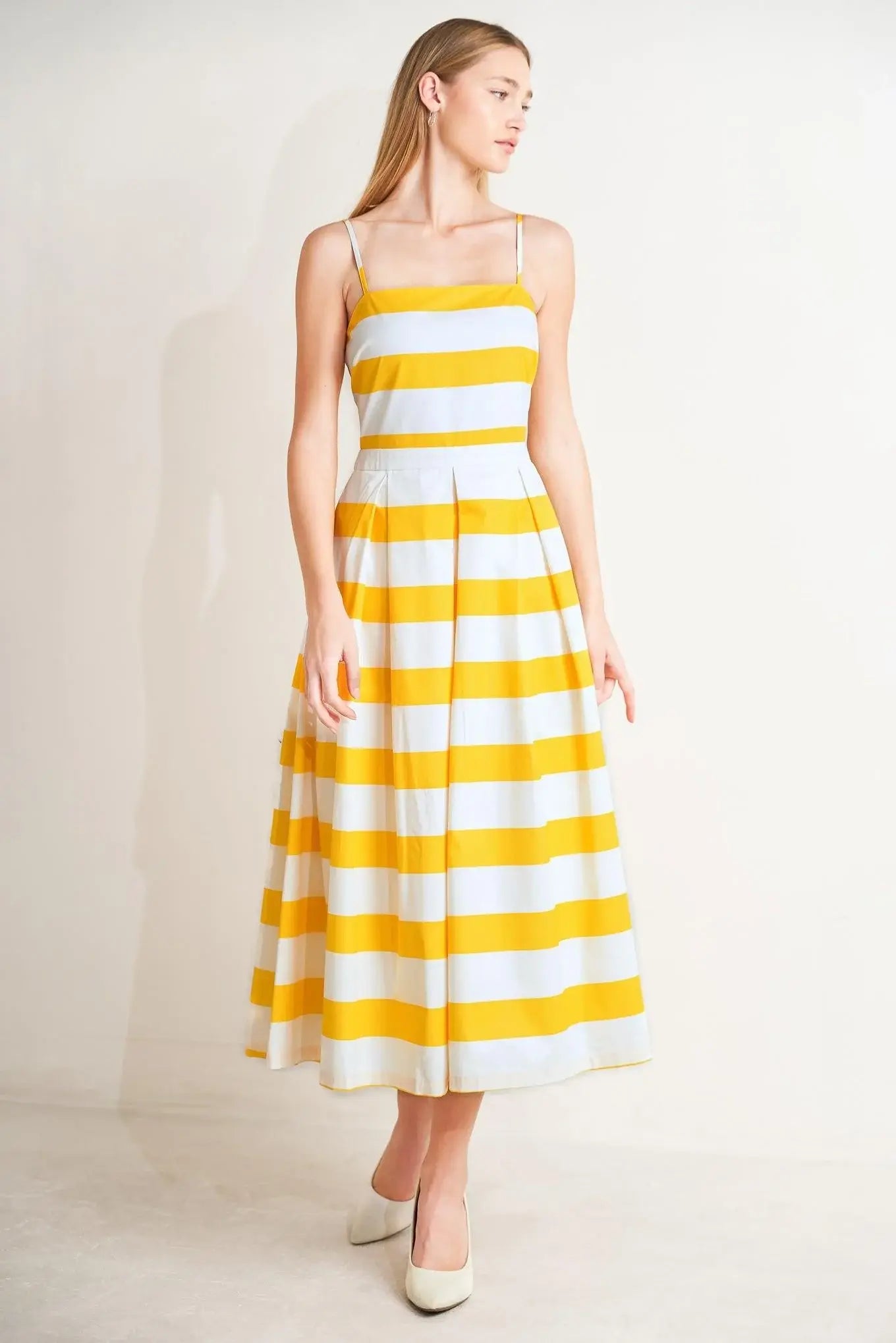 HONEY GLOW WOVEN MIDI DRESS - Flying Tomato - Flyclothing LLC