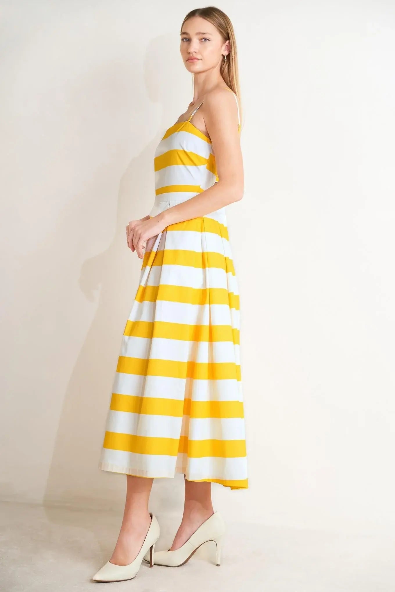 HONEY GLOW WOVEN MIDI DRESS - Flying Tomato - Flyclothing LLC