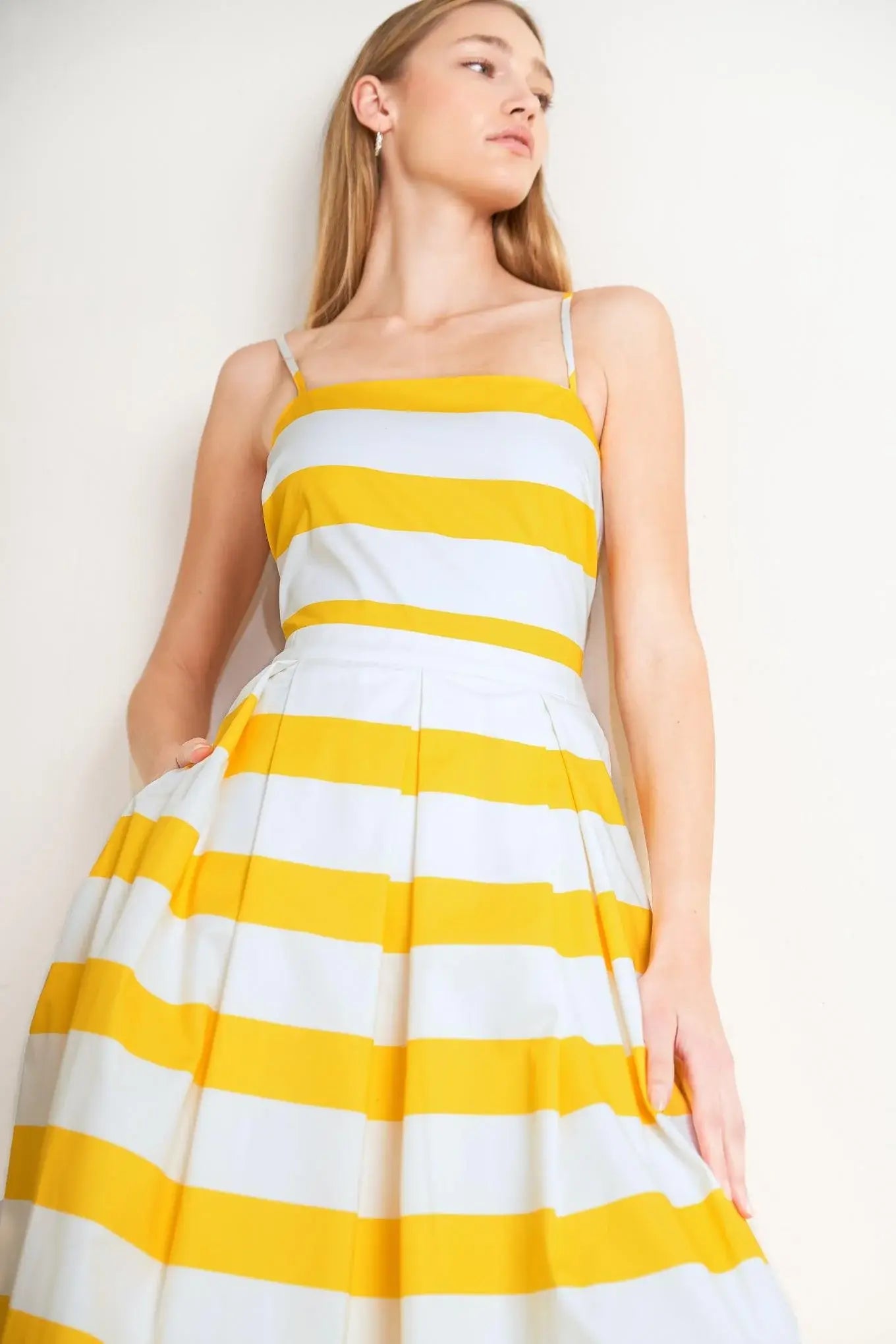 HONEY GLOW WOVEN MIDI DRESS - Flying Tomato - Flyclothing LLC