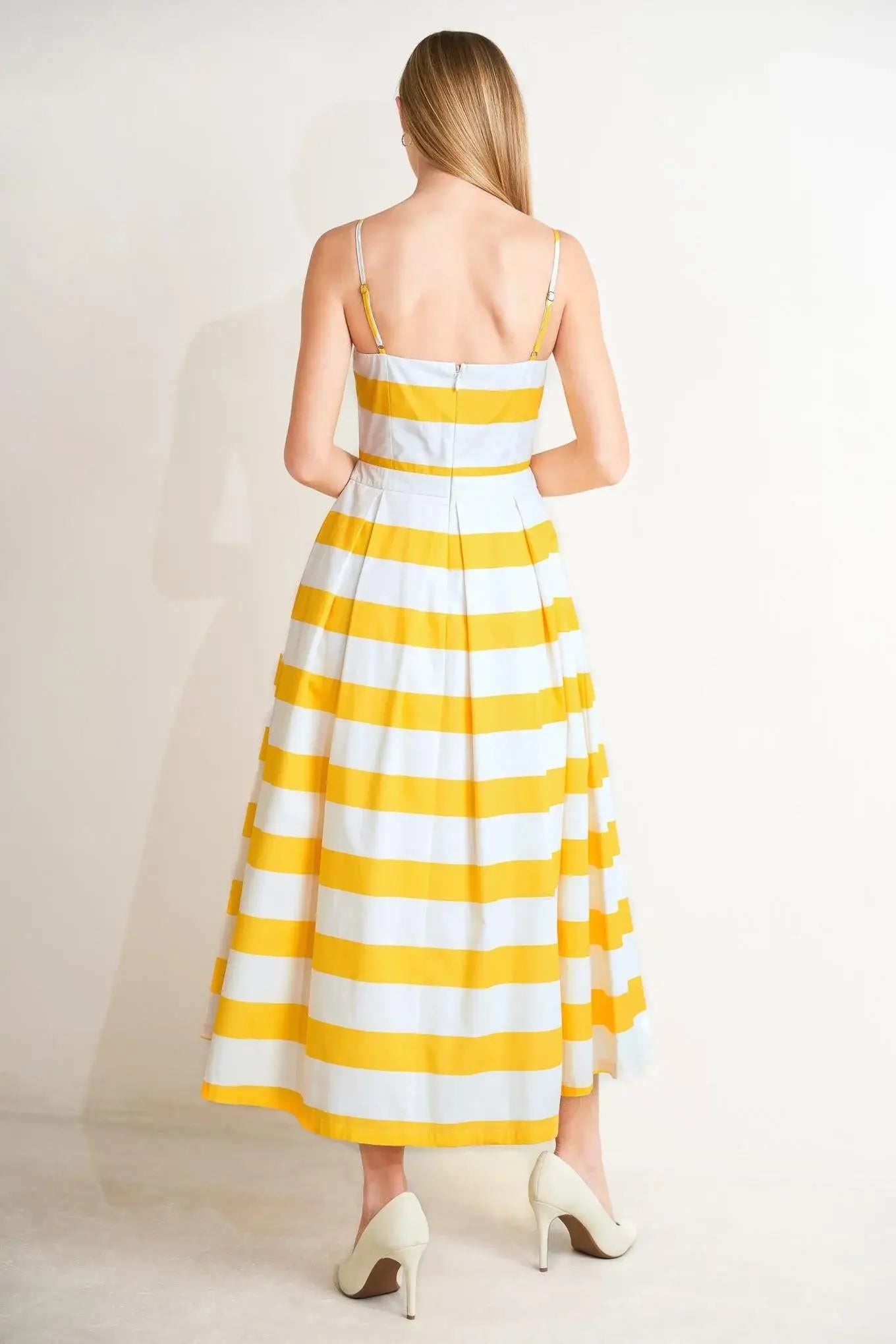 HONEY GLOW WOVEN MIDI DRESS - Flying Tomato - Flyclothing LLC