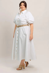 RELAXED TAILOR WOVEN MIDI DRESS - Flying Tomato - Flyclothing LLC