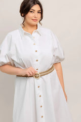 RELAXED TAILOR WOVEN MIDI DRESS - Flying Tomato - Flyclothing LLC