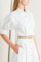 RELAXED TAILOR WOVEN MIDI DRESS - Flying Tomato - Flyclothing LLC