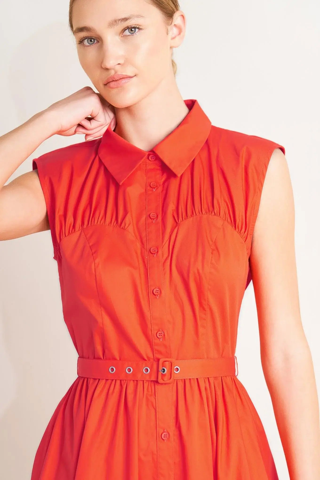 RUNWAY READY SCARLET WOVEN MIDI DRESS - Flying Tomato - Flyclothing LLC