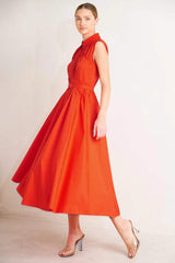 RUNWAY READY SCARLET WOVEN MIDI DRESS - Flying Tomato - Flyclothing LLC