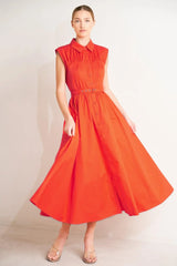 RUNWAY READY SCARLET WOVEN MIDI DRESS - Flying Tomato - Flyclothing LLC